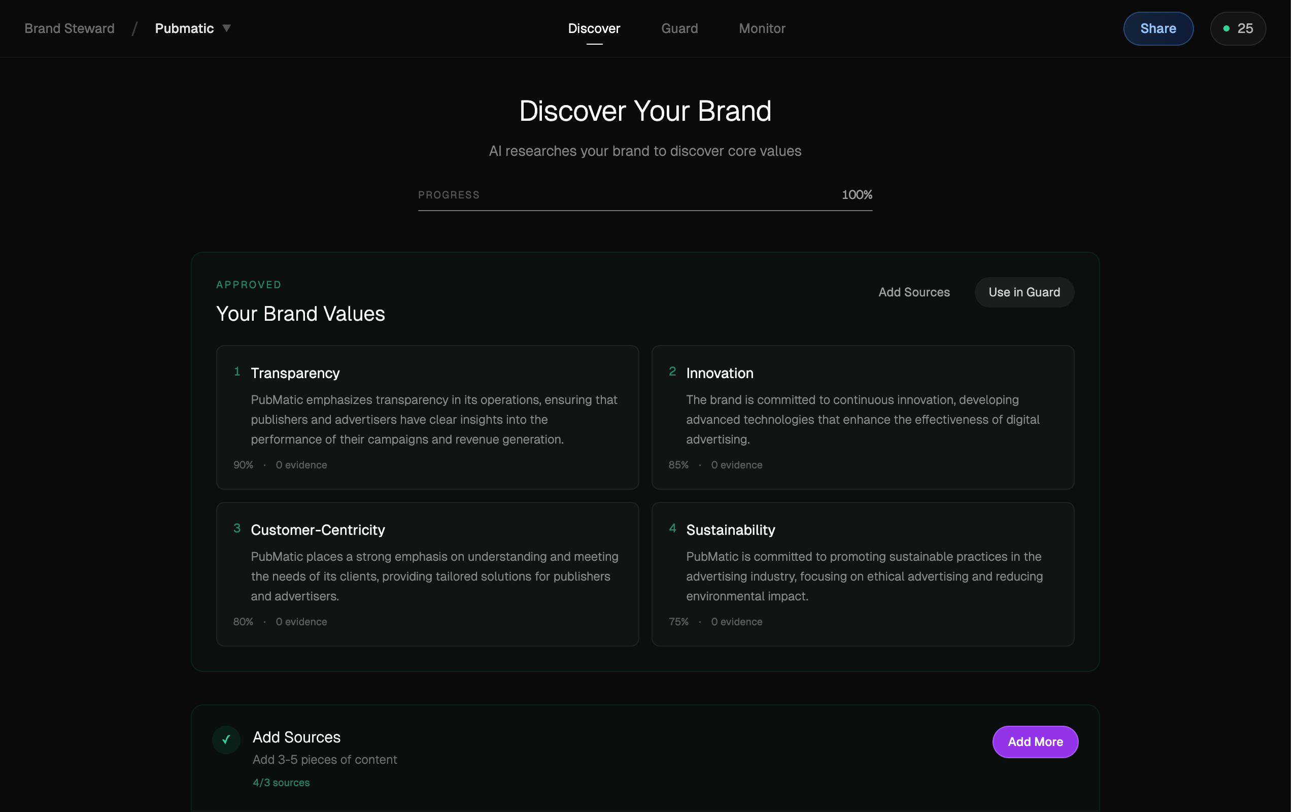 Brand Steward Discovery Interface